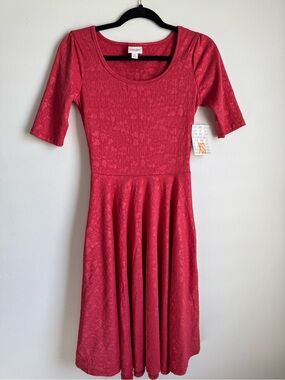 LuLaRoe Red Floral Fit-and-Flare Dress